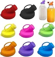 Silicone Milk Bottle Dispenser Lids – Spill-Proof & Convenient Pour Spout for Glass Drink Bottle, Set of 8 Leakproof Sealed Pour Spout for Juice, Tea, Drinks Container