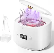 [BRNMLD] Ultrasonic Retainer Cleaner, 45kHz Sonic Retainer Cleaner Machine Dental Cleaning Pod for Dentures, Mouth Guards, Braces, Toothbrush Heads, Jewelry, 5 Modes for All Dental Appliances (White)