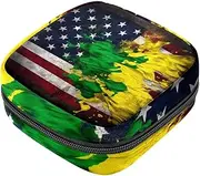 Period Bag,Sanitary Napkin Storage Bag,Flags of USA and Jamaica,Tampon Holder for Purse