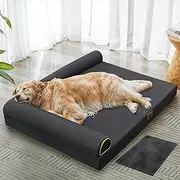 Orthopedic Dog Bed, Egg Crate Memory Foam, Bonus Dog Blanket, Waterproof Dog Bed, Washable Removeable Cover, Durable Oxford Fabric Cover, Large Dog Sofa Beds for Medium, Large Dogs