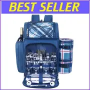 Chic Insulated Picnic Backpack with Blanket & Wine Holder - Summer Essentials