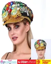 Rainbow Sequins Steampunk Burning Man Festival Costume Hat Mardi Gras