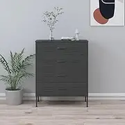 Chest of Drawers Anthracite 80x35x101.5 cm Steel,Modern Steel Chest of Drawers with Ball Bearing Runners for Organized Home Decor Bedroom Furniture