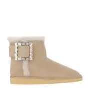 crystal-embellished buckle-strap ankle boots 40 light brown