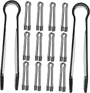 VINTORKY 15pcs Transparent Mini Food Tongs for Kitchen and Party Serving Utensils Appetizer Tongs Clamps for Ice Salad and Appetizers