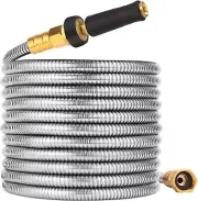 Expandable Metal Garden Hose 75 FT - 304 Stainless Steel Water Hose 75 FT -