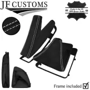 WHITE STITCH MANUAL GEAR HANDBRAKE SET + PLASTIC FRAMES FOR BMW E81 E82 E87 E88 (for: BMW)