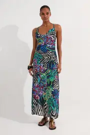 Floral Animal Georgette Beach Slip Dress