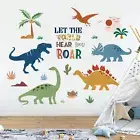 Boho Dinosaur Wall Decals Dino Palm Tree Wall Stickers Baby Nursery Boys Bedr...