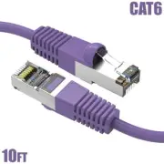 10FT Cat6 LAN Network Ethernet Router SSTP Shielded Patch Cable 26AWG Purple