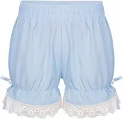 [Aislor] Kids Girls Dance Shorts Ruffle Bowknot Bloomers with Lace Trim Pettipant Safety Shorts Undershorts Underwear