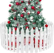 [URATOT] 30 Pieces Christmas Tree Thick White Plastic Picket Fence Christmas Tree Fence for Pets Kids Xmas Party Garden Home Fences Decoration, 12 Inches