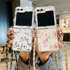 For Samsung Z Flip6 5 4 3 Shockproof Silicone Metal Lanyard Folding Case Cover