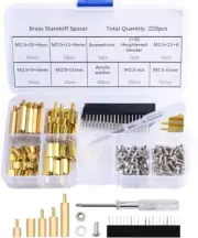 220PCS Standoffs M2.5 Brass Spacer Hex Column Screw Nut Assortment Kit with Box