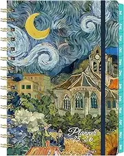 Journaltastic 2025-2026 Academic Planner, Jul 2025 - Jun 2026, 6.3" x 8.4", Hardcover with Back Pocket, Thick Paper, Twin-Wire Binding - Oil Painting