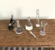 Mini Dollhouse Set of 6 Laboratory Clear Resin Beakers & Microscope