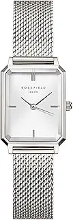 [Rosefield] Women's Octagon XS White Sunray Dial Silver-Tone Case and Mesh Bracelet OWSMS-O74 Dress Watch, White/Silver, 19.5x24mm