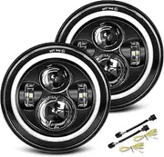 UNI-SHINE Black 2pcs 7 inch Led Headlight Round DOT Approved H6024 Led Headlight DRL Turn Signal Compatible with Jeep Wrangler JK TJ CJ & Miata & Chevy S3 & Hummer H1 H2