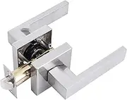 Passage Door Lever MAXECURITY Satin Nickel Square Interior Door Handle, Hall and Closet Lockset Handleset，Heavy Duty Non-Locking Lever Set for Left or Right Handing.