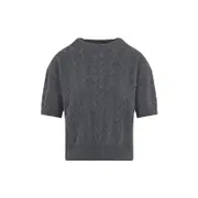 [Max Mara`S] Max Mara`S-Melange Grey Wool Dominus Cable Knit Sweater-Donna XS STAND