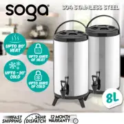 SOGA 2X 8L Portable Insulated Cold/Heat Coffee Tea Barrel Brew Pot Dispenser