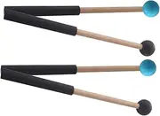 Kisangel 2 Pair Marimba Mallets Wood Rubber Drum Mallets Tongue Drumsticks for Boys and Girls Beginners