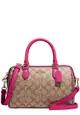 Coach Rowan Satchel Bag In Signature Canvas in Khaki/ Cerise CH280