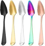 5 Packs Grapefruit Spoon Stainless Steel Grapefruit Spoon Utensil Set with Serrated Edge Long Handle with Non-Stick Coating for Citrus Fruit Watermelon Kiwi Dessert
