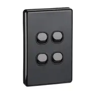 Clipsal Classic C2000 Series Switch C2000 - Assembled - Vertical - 4-Gang - 250 V - 10 Ax - Black - C2034VA-BK