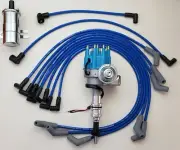 FORD 289 302 BLUE SMALL CAP HEI DISTRIBUTOR + 8.5mm SPARK PLUG WIRES+Chrome Coil (for: Ford)