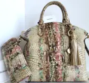 ⚘Brahmin Duxbury Dome Satchel Opal Amethyst Leather Bag+CB Wallet+Tassel NWT*HTF