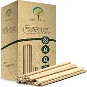 Naturalik 300pc Kraft Brown Premium Biodegradable Paper Drinking Straws. 7.7" Compostable Environmentally Friendly. BPA Free and Dye-Free. Bulk Paper Straws Home and Party Decorations (Brown Kraft)