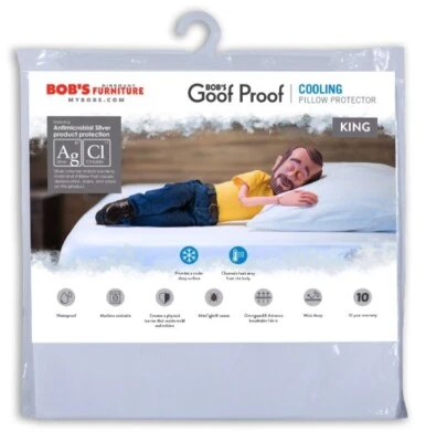 NEW KING Bob's Discount Furniture Goof Proof Cooling Pillow Protector Nylon