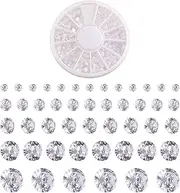 Pandahall 376Pcs 5 Size Clear Cubic Zirconia Cabochons Grade A Round Faceted Rhinestone Gems Gemstone with Pointed Back for Nail Art Craft Jewelry Making