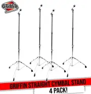 (4-PACK) Cymbal Stands BUNDLE | Double Braced Legs, Slip-Proof Gear Drum Holder