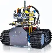 KEYESTUDIO Mini Tank Robot Smart Car Kit for Arduino, Light/Ultrasonic Follow, IR Infrared and APP Wireless Remote Electronics DIY Robot Kit, STEM Projects Programming for Adults Teens 15+