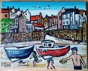 Original Northern Art Oil Painting Phil Lewis 8" X 10" ROBIN HOODS BAY