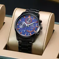 在飛比找Yahoo!奇摩拍賣優惠-熱銷 米可MIKE品牌男士手錶腕錶石英錶輕奢大錶盤防水全金色