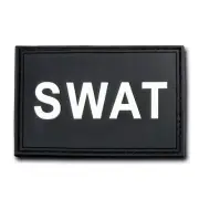 Black SWAT Special Weapons & Tactics Tactical Rubber Patch Decal 3" X 2"