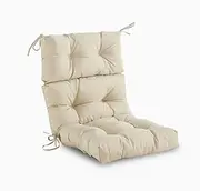 All-Weather Waterproof High Back Chair Cushion with Secure Ties for Patio, Rocking Chairs & Porch Swings, Durable Outdoor Support, Filling Pp Cotton(Natural)