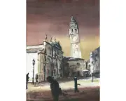 Venice, Italy leaning tower. Watercolor of leaning tower in Venice (print)