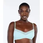 Savage X Fenty Cotton Essentials Lace Trim Bralette Crystal Blue Women Large New