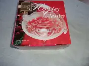 MIKASA Holiday Classics Handled GLASS 10" Basket Santa Clause & Reindeers