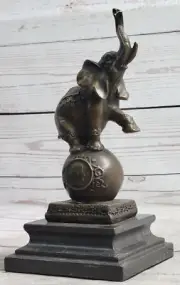 Hand Made Genuine Bronze Elephant by French artist Bugatti Wildlife Sculpture
