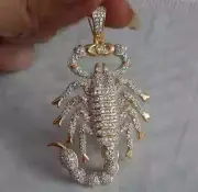 Scorpio Pendant 14K Yellow Gold Plated 18" 2.50Ct Round Cut Lab Created Diamond