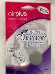 2 Pack Airplus Women's Ball of Foot Gel Cushions Clear & Invisible NIP