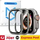 2X For Apple Watch Ultra 2 49mm Clear Glass Screen Protector Case + Metal Frame
