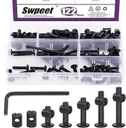 Swpeet 120Pcs Crib Hardware Screws, Black M6 × 15/20/25/30/35mm Hex Socket Head Cap Crib Baby Bed Bolt and Barrel Nuts with 1 x Allen Wrench Perfect for Furniture, Cots, Crib Screws
