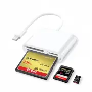 SD CF Card Reader for iPhone iPad 3 in 1 Lightning to SD CF TF Memory Card Re...