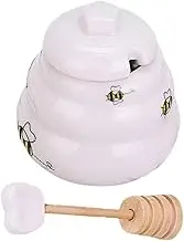 iplusmile 2 Sets Ceramic Seasoning Bottle Honey Seasoning Storage Holder Condiment Canister Bee Kitchen Decor Seasoning Pot Household Seasoning Jar Ceramic Condiment Pot Ceramics White